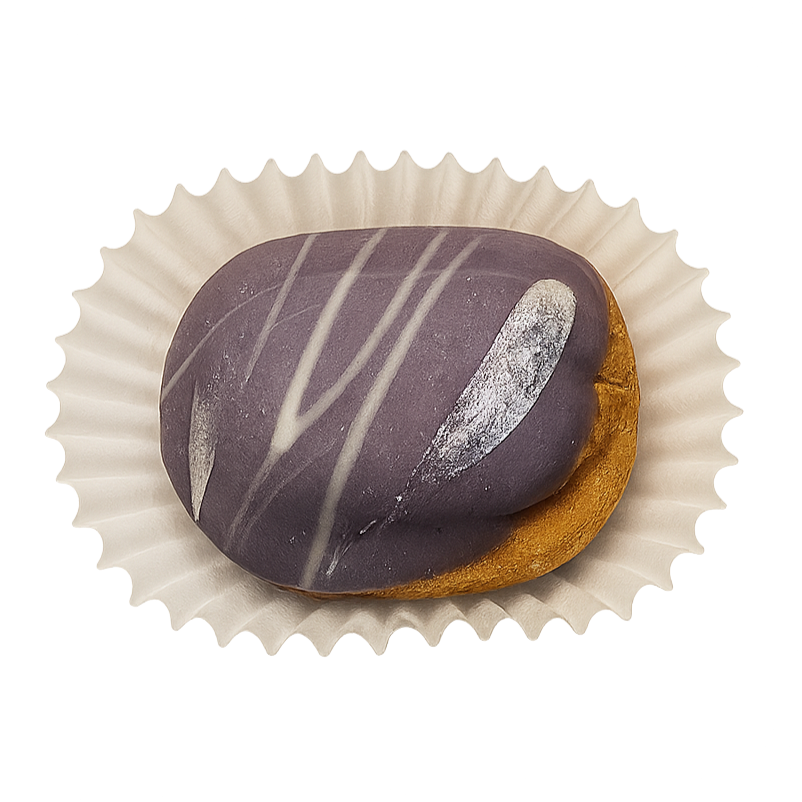 Chocolate cookie with white chocolate drizzle on a white background
