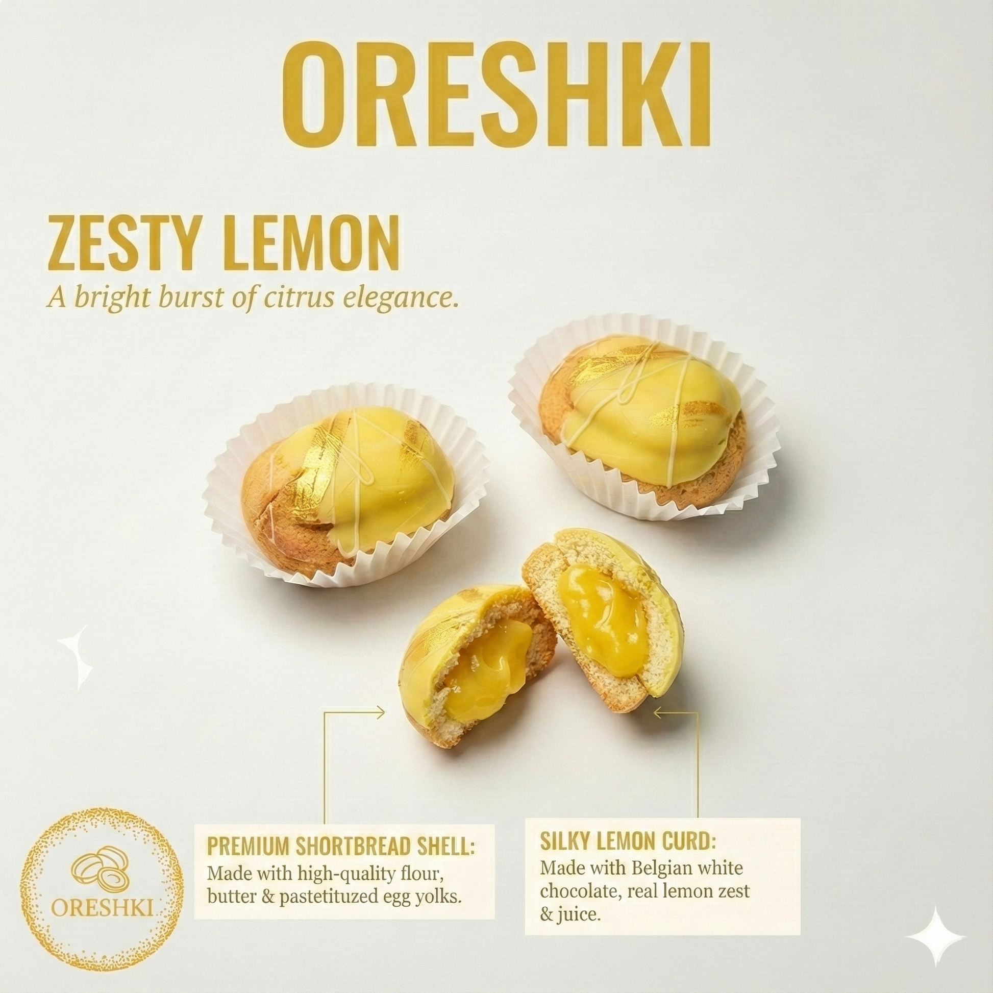 Lemon Zest Oreshki — Handcrafted Gourmet Cookie Gift Box – Oreshki